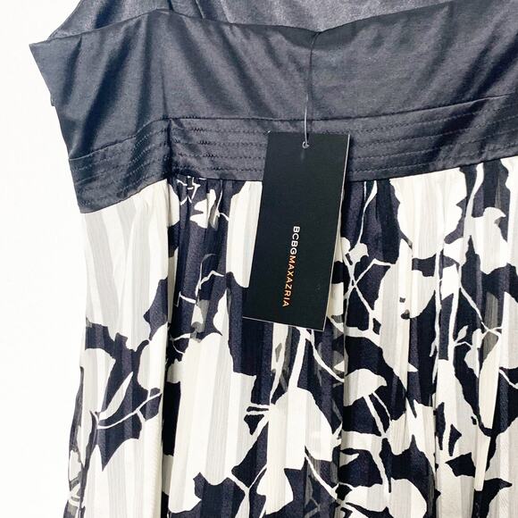 BCBGMAXAZRIA NWT Sleeveless Floral Silk Dress Spaghetti Strap Black Combo Size 0 - Picture 4 of 10